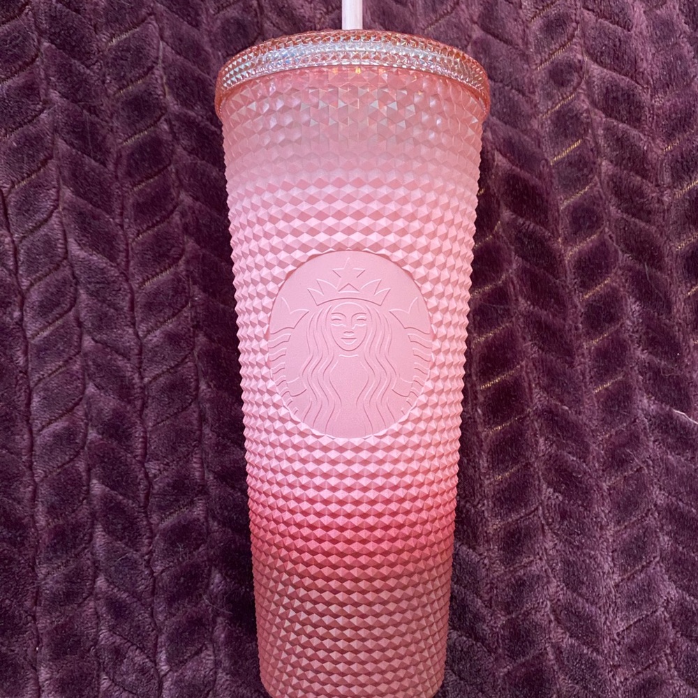 Starbucks Holiday Pink Ombre Gradient Spiky Studded 24 oz Venti Cold Cup Tumbler